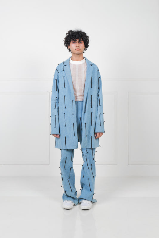 Denim Coat with String Details