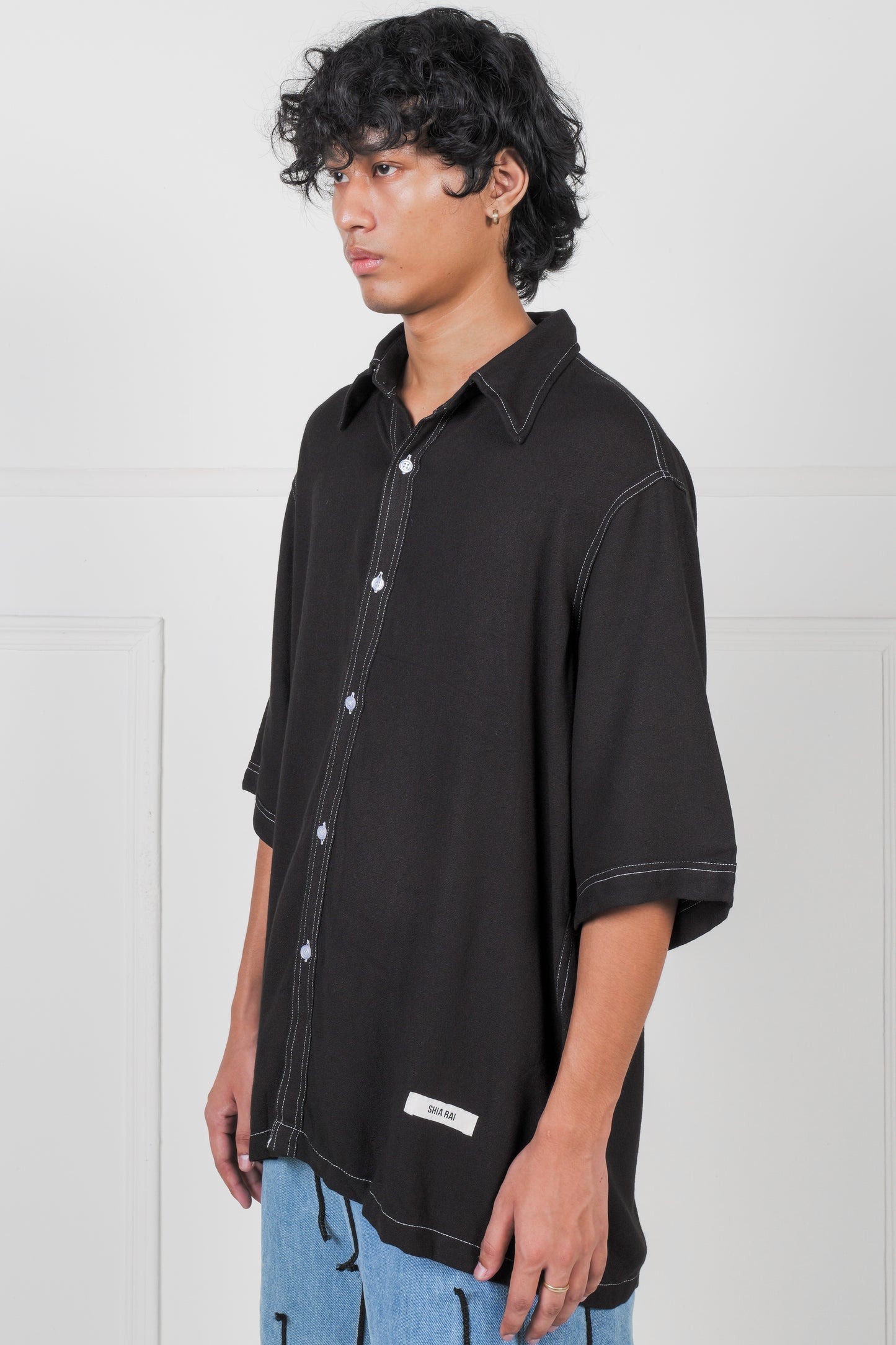 Black Overstitched Shirt