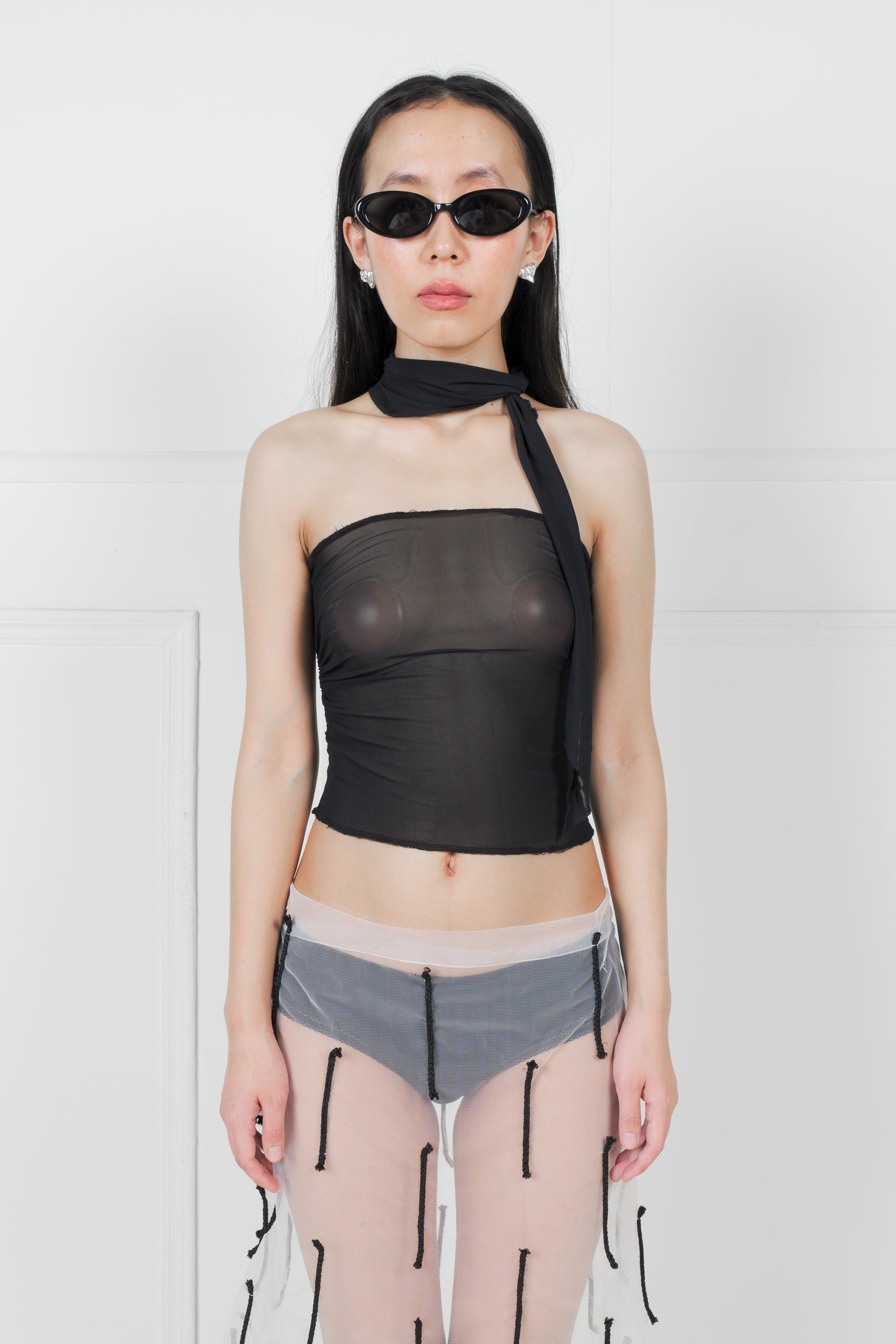 Sheer Tube Top with Scarf