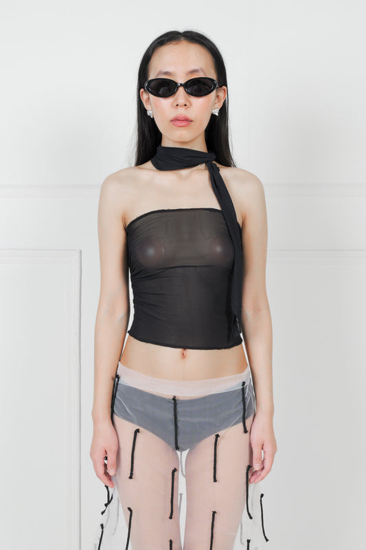 Sheer Tube Top with Scarf