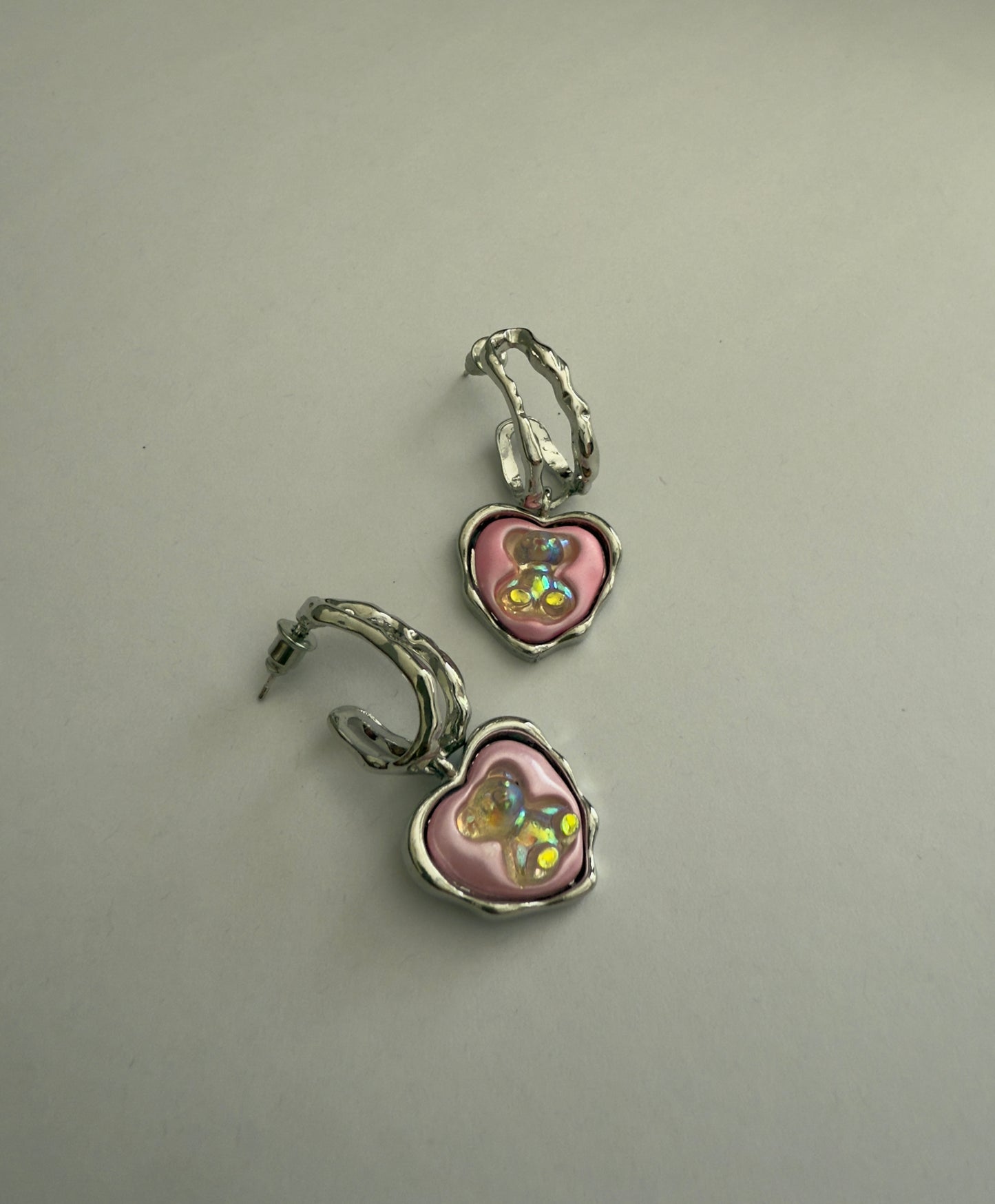 Teddy heart earrings