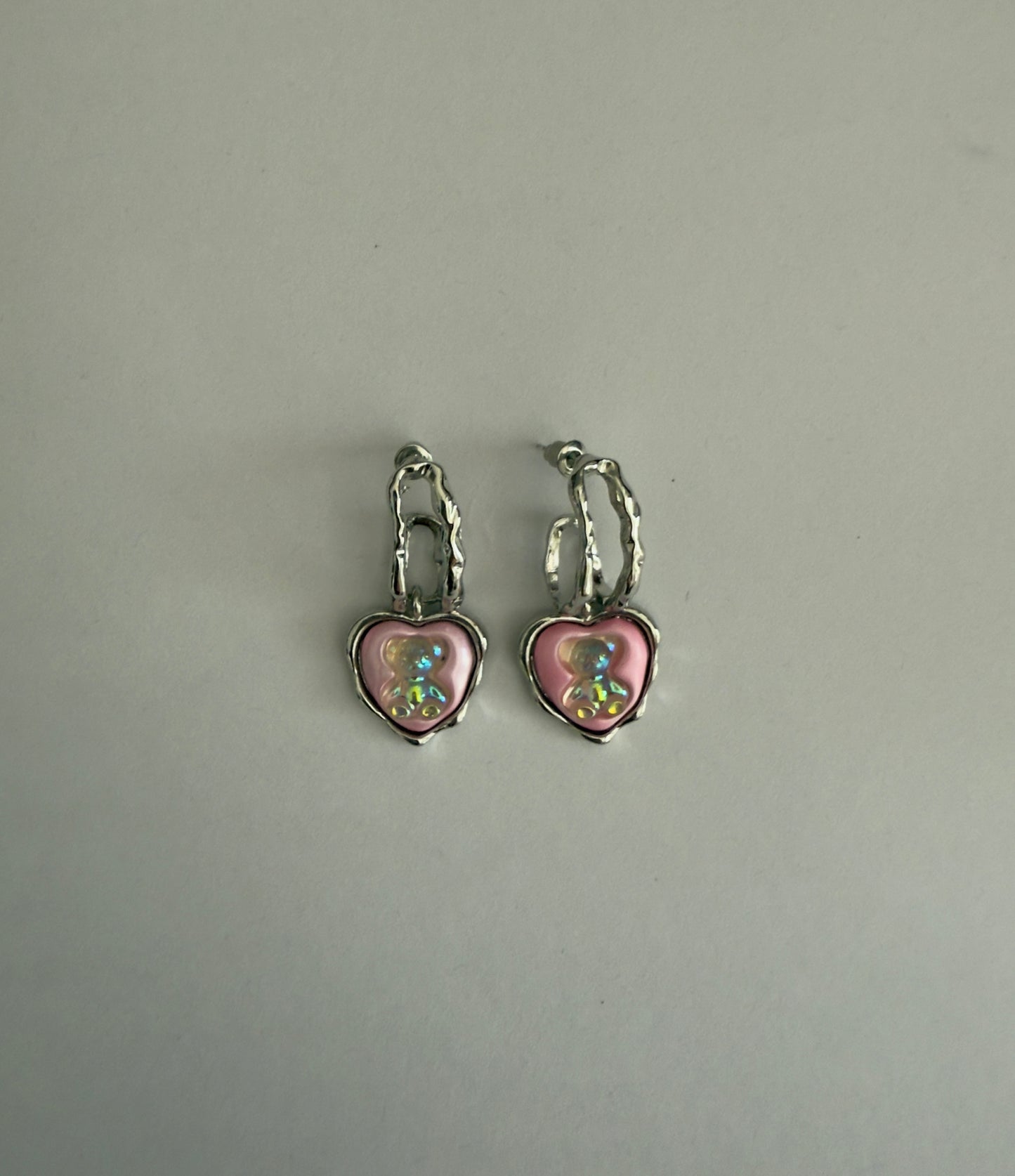 Teddy heart earrings