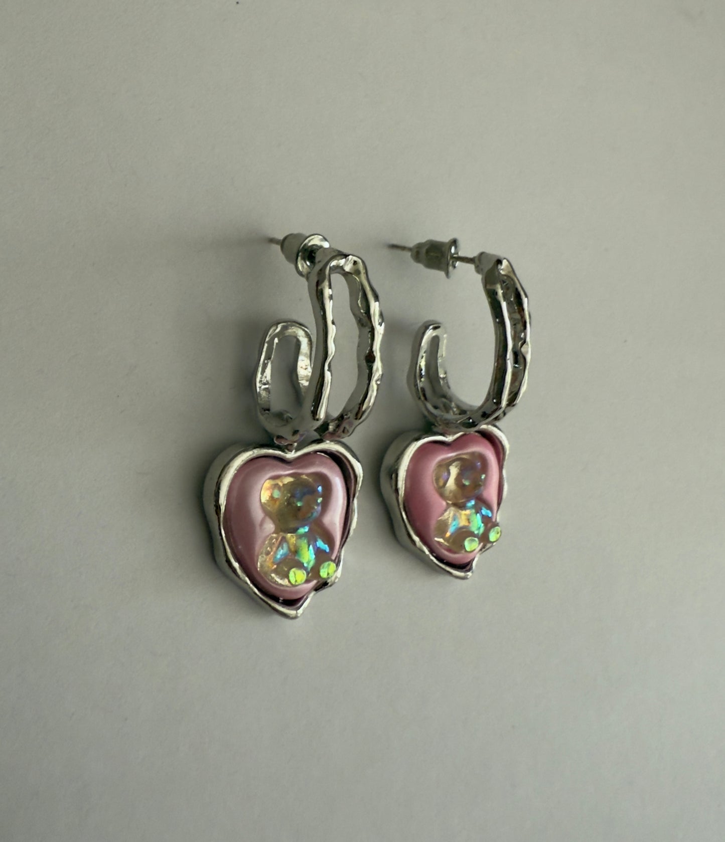 Teddy heart earrings