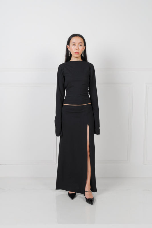 Black Slit Skirt