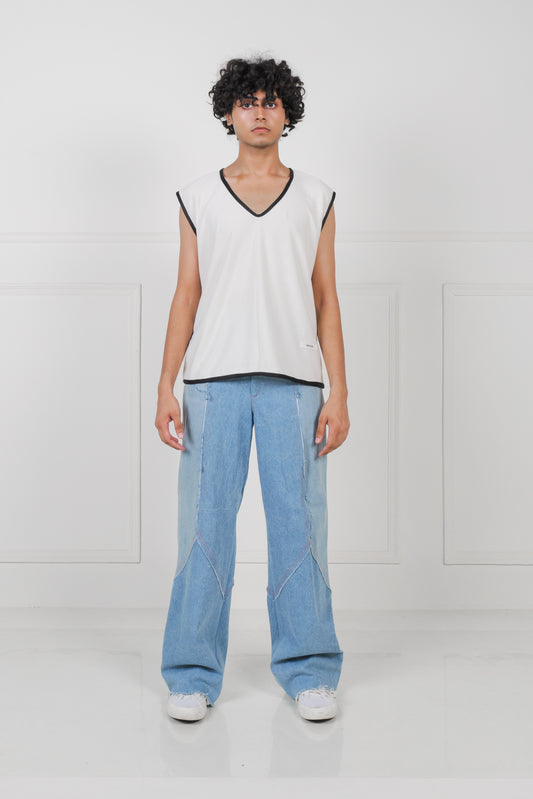 Denim Panelled Pants